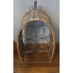 Vintage 5 Bottle Free Standing Countertop Wine Rack with Metal  Accents